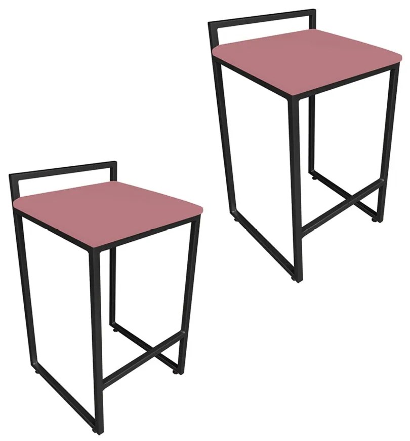 CONJUNTO 02 BANQUETAS PIETRA SUEDE ROSE