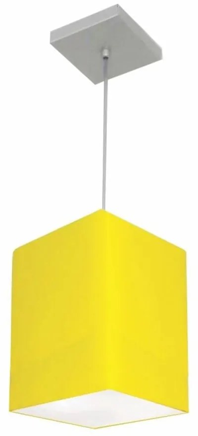 Lustre Pendente Quadrado Md-4007 Cúpula em Tecido 25/16x16cm Amarelo - Bivolt