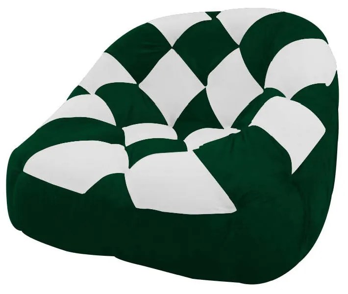 Poltrona Redonda Tipo Puff Dama Suede Verde e Branco C05 - D'Rossi