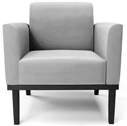 Sofá Namoradeira e 1 Poltrona Base Madeira Preto Maressa Suede Cinza -