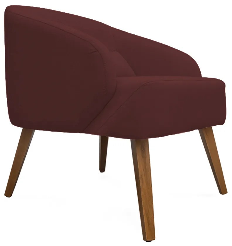 Kit 2 Poltronas Decorativas Lara Pés de Madeira Suede Bordô - Sheep Estofados - Vermelho escuro