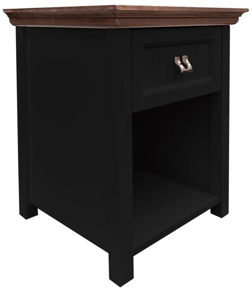 Mesa de Cabeceira Unique - Base Cor Preto com Tampo Freijó Clássico Kleiner