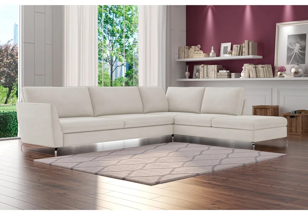 Sofá de Canto Chaise Direito 307 cm Olívia Suede Bege G52 - Gran Belo