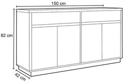Balcão Aparador Buffet 4 Portas 2 Gavetas 100% MDF Anne N02 Ypê/Preto
