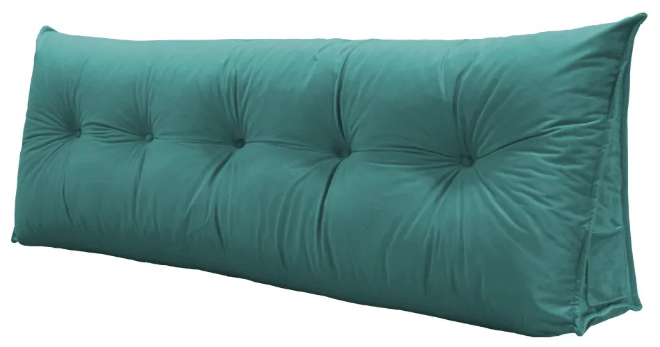 Almofada para Cabeceira Mel 1,40 m Casal Travesseiro Apoio para Encosto Macia Formato Triângulo Suede Azul Tiffany