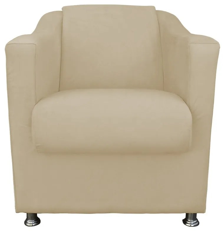 Poltrona Puff Cecilia Suede Decorativa Sala Recepção Nude