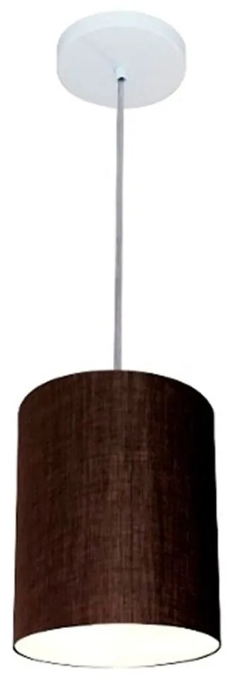 Kit/3 Lustre Pendente Cilíndrico Md-4012 Cúpula em Tecido 18x25cm Café - Bivolt