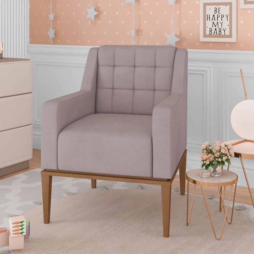 Kit 2 Poltronas Decorativas Sala de Estar Madonna Suede Rosê G52 - Gran Belo
