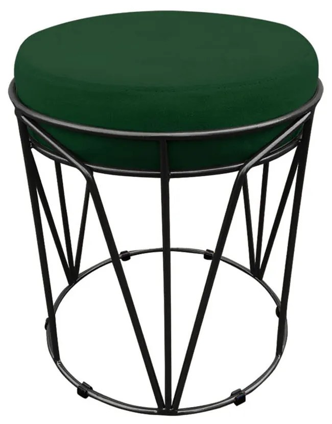 Kit 02 Puffs Multiuso com Mesa Babu 2 em 1 Suede Base Preto D'Rossi - Verde