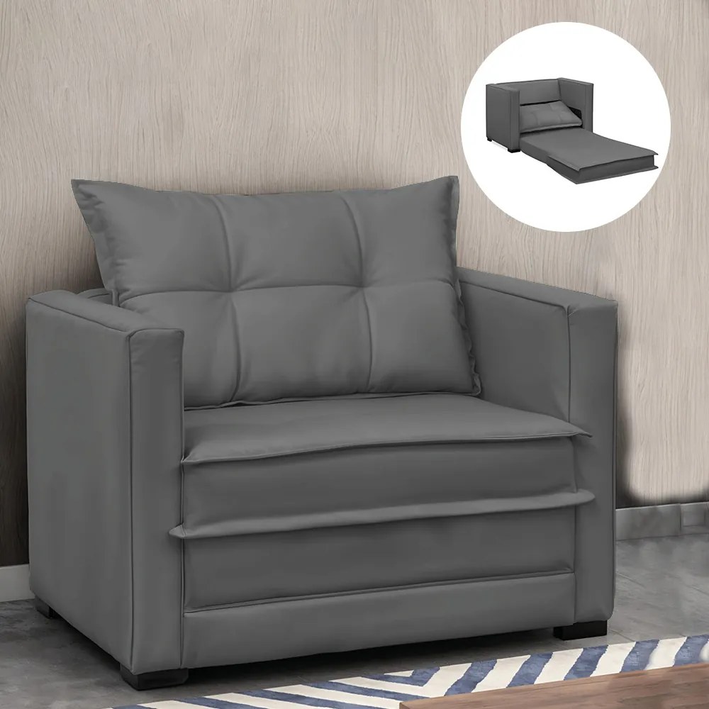 Poltrona Cama Retrátil Solteiro Milenni Veludo B03 - D'Rossi - Chumbo