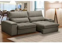 Sofá Retrátil 3 Lugares com Porta Copo 250cm Andes F05 Veludo Marrom -