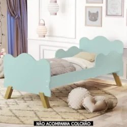 Mini Cama Infantil 148x68cm Proteção Lateral Vivi Menta Z53 - Mpozenat
