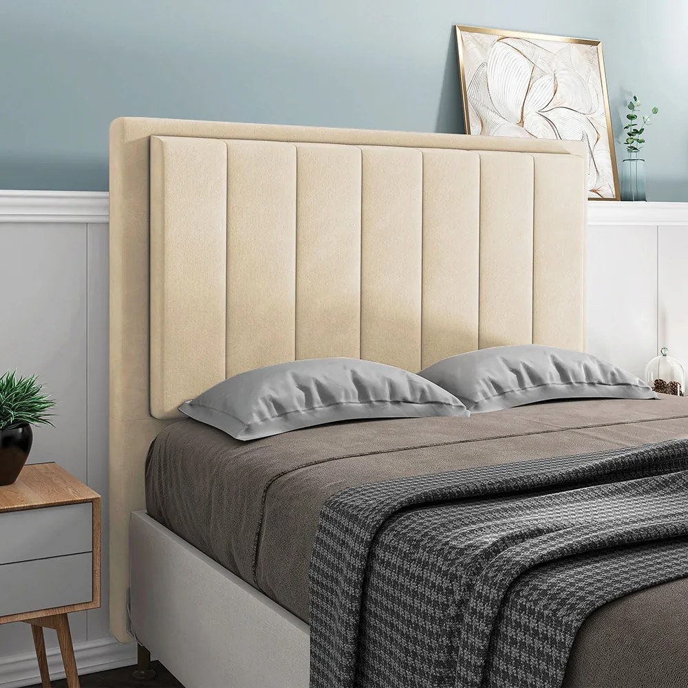 Cabeceira Casal Cama Box 140cm  para Quarto Opala Suede M11 - D'Rossi - Bege