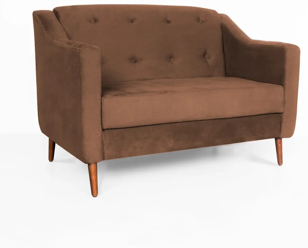 Namoradeira Bruna 1,20 m 2 Lugares Pés Palito Suede Marrom