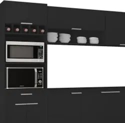 Armário de Cozinha CP04 Para Pia 180cm Pérola Z34 Preto     - Mpozenat