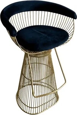 Banqueta Giratória Platner Preto e Dourado