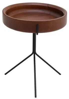 Mesa de Apoio Tray Baixa Tampo Nogueira Base Preta - 78039 Sun House
