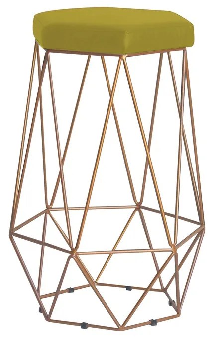 Banqueta Decorativa Rubel Base Gold Suede Amarelo G41 - Gran Belo