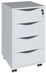 Mesa Escrivaninha em L Eron e Gaveteiro com Rodízios Mity A06 Branco -