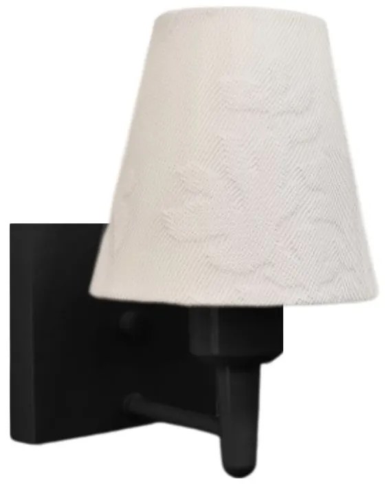 Arandela Quadrada Md-2034 Preto Cúpula em Tecido Cone Renda Branco - Bivolt
