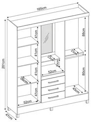 Guarda Roupa Capelinha 4 Portas 3 Gavetas Persia D02 Amendola Touch -