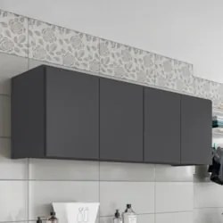 Armário Aéreo Multiuso Lavanderia 118cm Monna Grafite Z34     - Mpozen