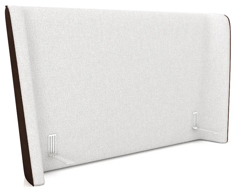 Cabeceira Design para Cama Casal Torres Pés em Madeira PU/Bouclê Marrom/Off White G91 - Gran Belo