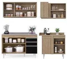 Armário de Cozinha Modulado de Canto Esquerdo 4 Peças CP48 com Pia Ino