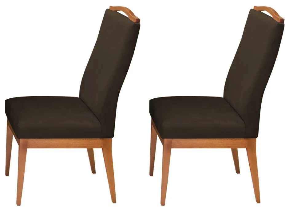 Conjunto 2 Cadeiras Decorativa Lara Aveludado Marrom