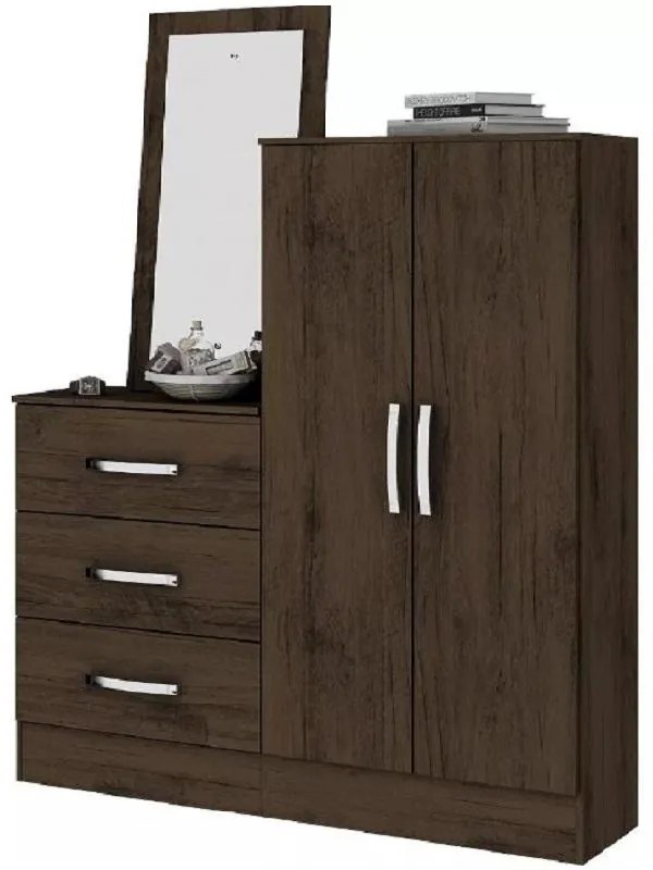 Cômoda para Quarto Balcão Multiuso 3 Gavetas 2 Portas Café