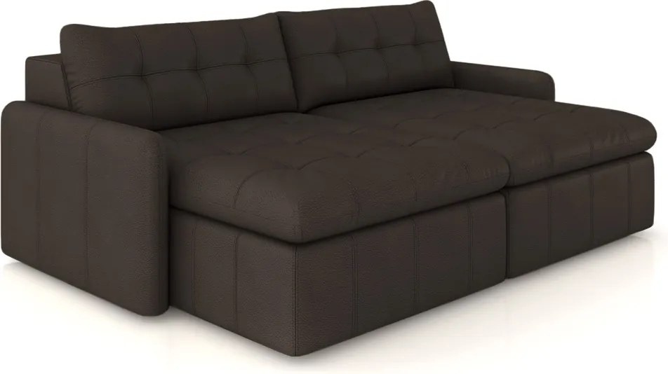 Sofá Retrátil Bipartido Sala de Estar Belém 244cm Couro Marrom G52 - Gran Belo