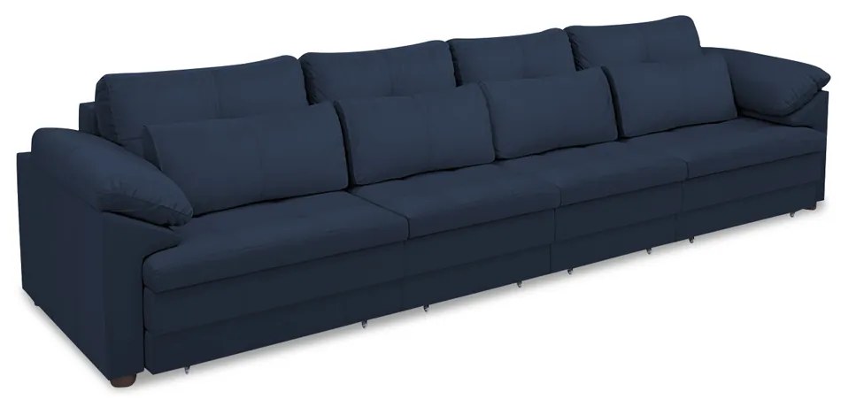 Sofá Retrátil Manual Sala de Estar Nolan Bipartido 379cm Conforto Premium em Couro Azul Marinho G58 - Gran Belo