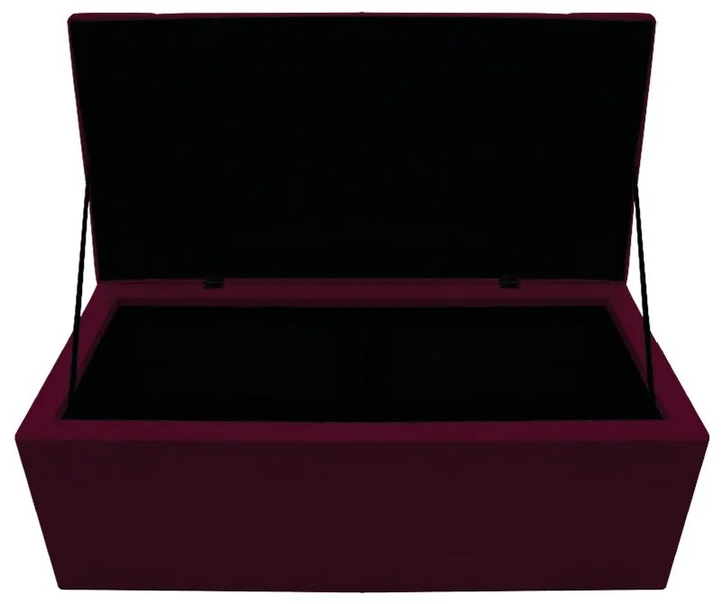 Recamier Baú Estofada Mel 90 cm Solteiro Com Capitonê  Suede Bordô - ADJ Decor