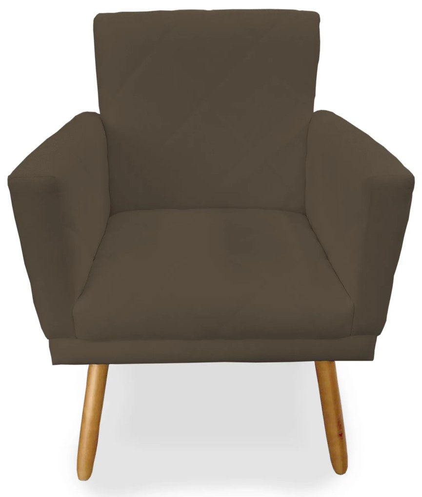 Poltrona Decorativa Lívia Pés Palito Suede Marrom - Sheep Estofados - Marrom
