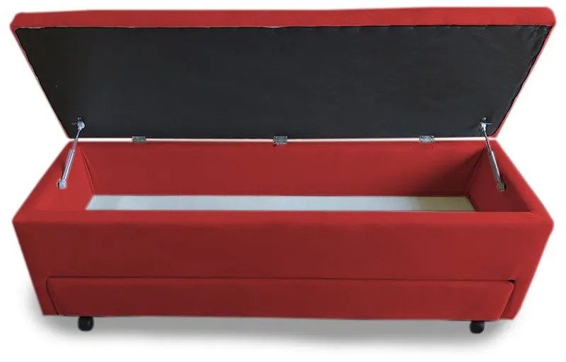 Calçadeira Baú com Sapateira King 193cm Paris Suede Vermelho - Sheep Estofados - Vermelho