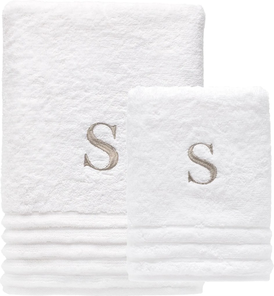 Kit Toalha Banho e Rosto Trussardi Imperiale Monograma - Branco  Branco