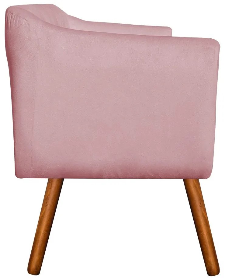 Namoradeira 02 Lugares Julia Suede Rose Pés Palito Castanho D'Rossi
