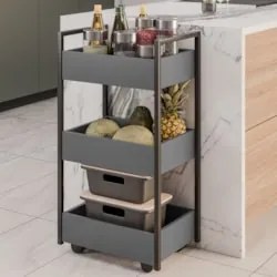 Carrinho Organizador Fruteira 3 Prateleiras Industrial Liss Z34 Grafit