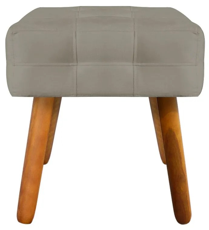 Puff Banqueta Decorativo Pé Palito de Madeira Elisa Suede Marrom Rato D03 - D'Rossi