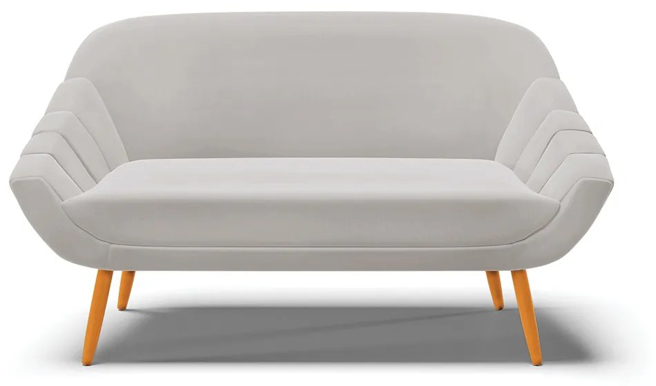 Namoradeira 02 Lugares Giovana Veludo Pés Palito Castanho - Indo Decorar - Cinza