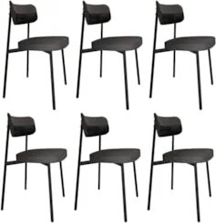 Cadeira de Jantar Estofada Kit 6 Ella M25 Linho Grafite/Preto - Mpozen