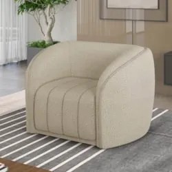 Kit 2 Poltronas Decorativa para Sala 112cm Meris Z32 Boucle Bege - Mpo