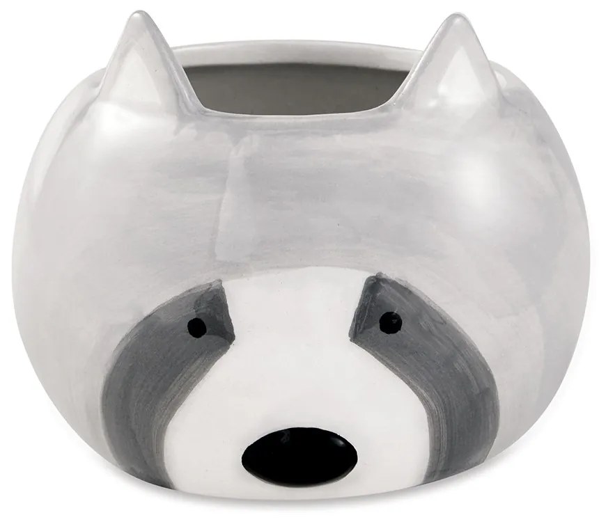 Cachepot "Guaxinim" Cinza Em Ceramica 9,5x13 cm M02 - D'Rossi