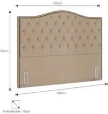 Cabeceira Cama Box Casal Queen 160cm Siena Z37 Veludo Bege - Mpozenato