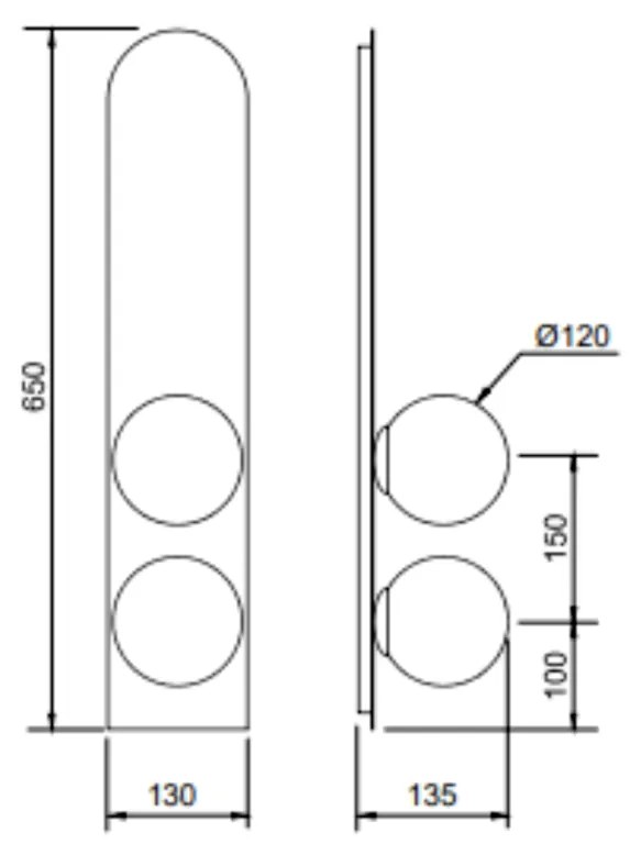 Arandela Aliança 13X65X13Cm 02Xg9 Globo 10Cm - Usina 90035/2 (CP-M - Champanhe Metálico, Branco (Fosco))