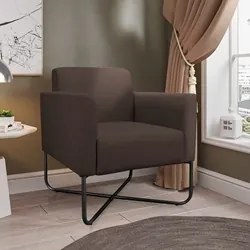 Kit 2 Poltronas Decorativas Base Industrial X Preta Maressa S06 Suede