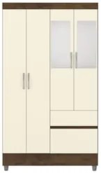 Guarda Roupa Solteiro 103cm Com Espelho Ideal Imbuia/Champanhe - Vila