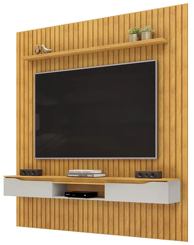 Painel Suspenso Ripado Seko TV 65" Borda Chanfrada Cedro/Bali G18 - Gran Belo