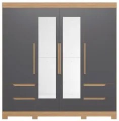 Guarda Roupa Casal 212cm com Espelho Vivacce Freijó/Titanium - Albatro