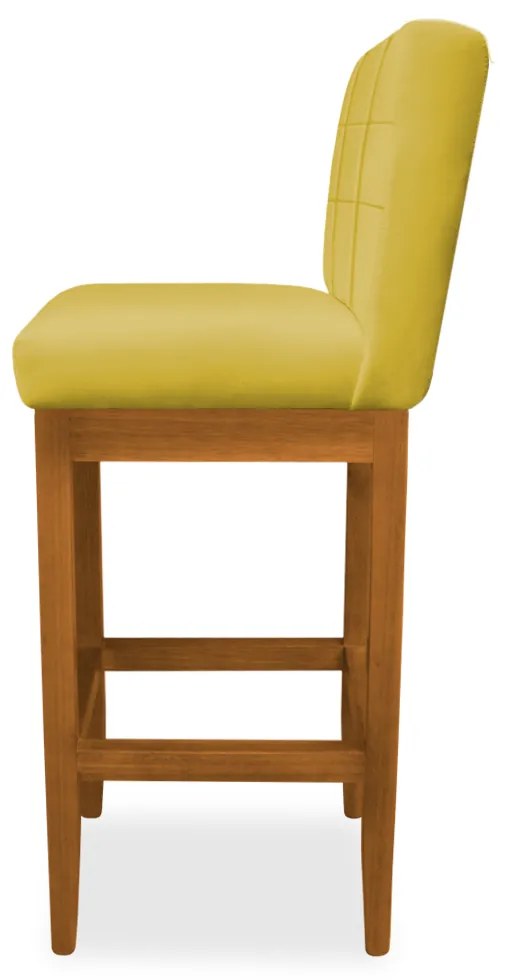 Kit 4 Banquetas Alta Sueli Base Madeira Maciça Estofada Suede Amarelo
